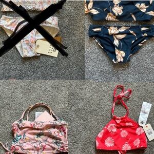 3 Billabong Kids Floral bathing suit Sets- Cream, Black, Pink, Red